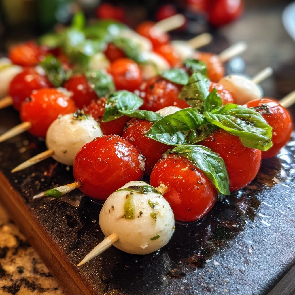 Simple Caprese Cherry Tomato Skewers