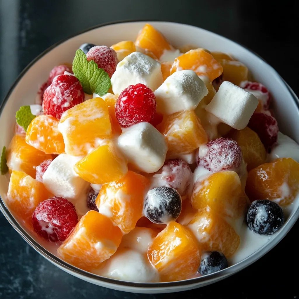 Easy Fruit Salad with Sour Cream and Marshmallows