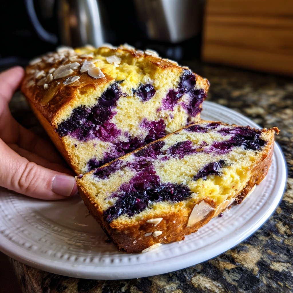 Blueberry Lemon Sourdough with Almond Topping