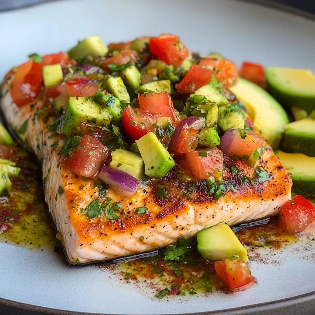 Baked Cilantro Lime Salmon with Avocado Salsa