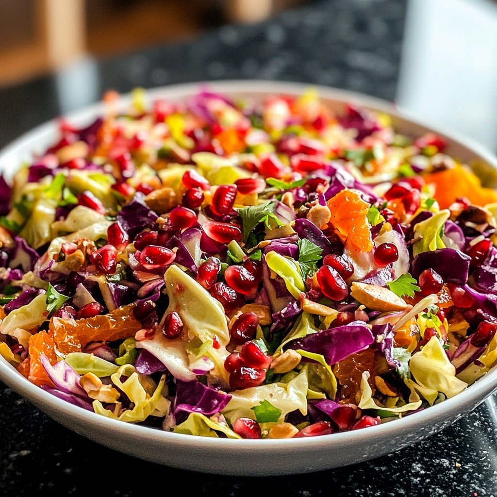 Orange Red Cabbage Salad with Pomegranate Seeds
