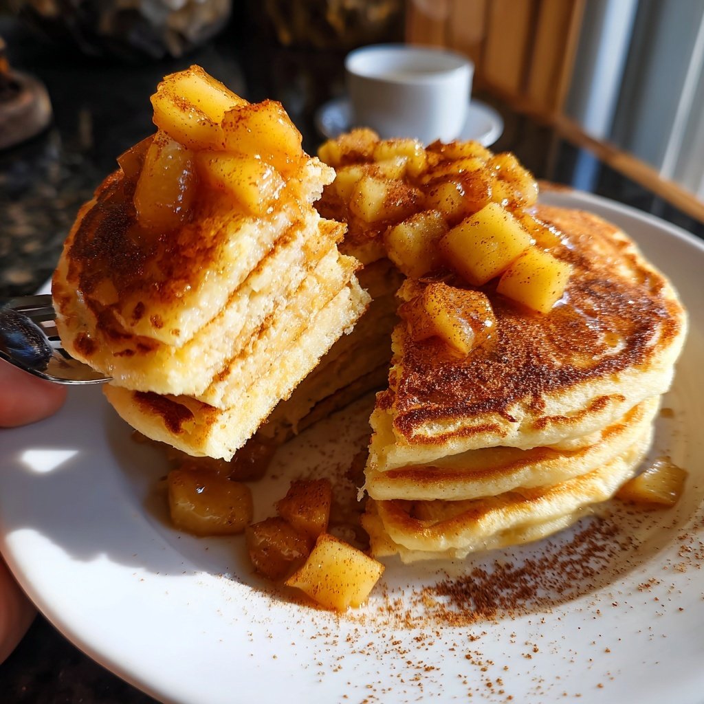 Ricotta Pancakes with Caramelized Apples and Cinnamon​