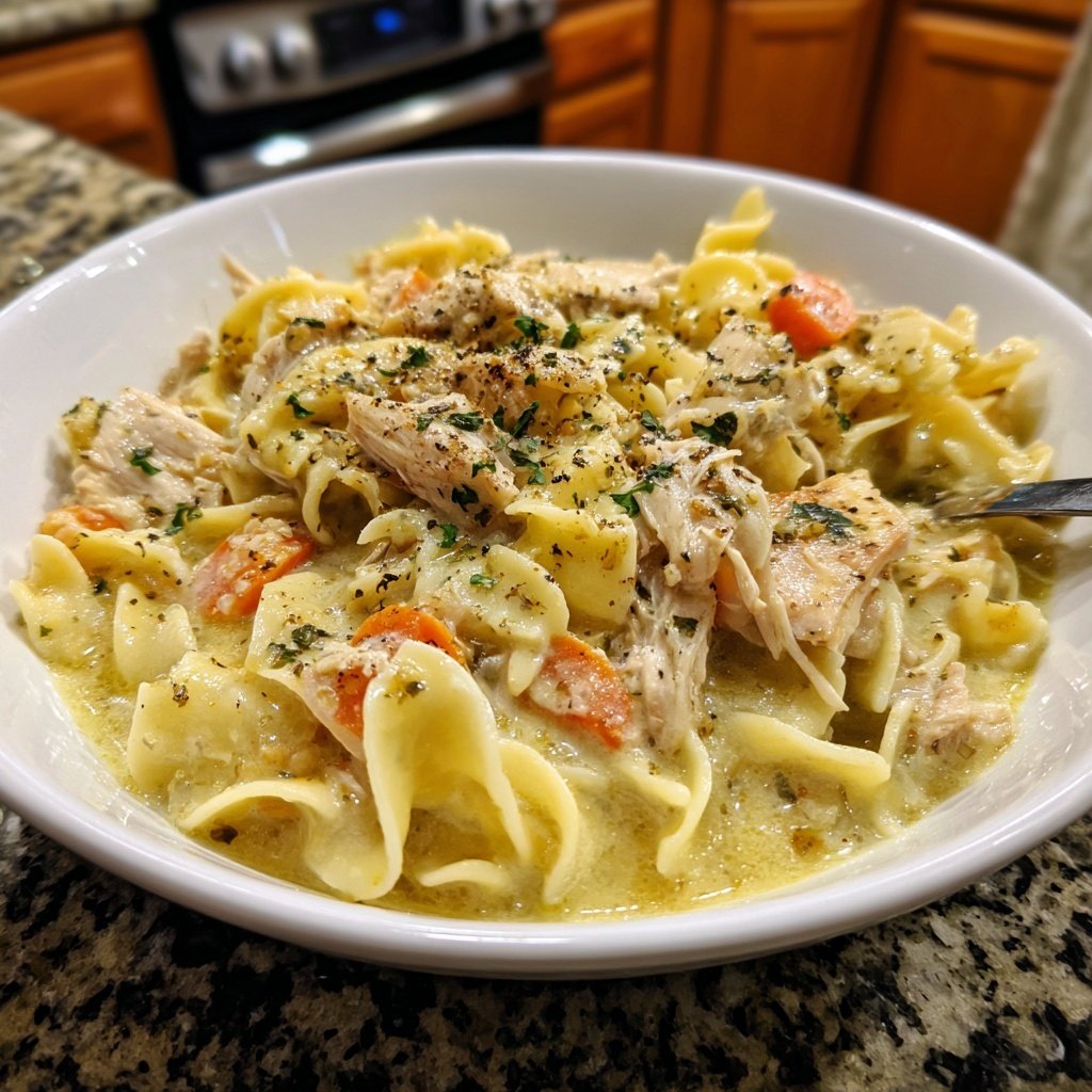Slow Cooker Chicken and Noodles Comfort Dish