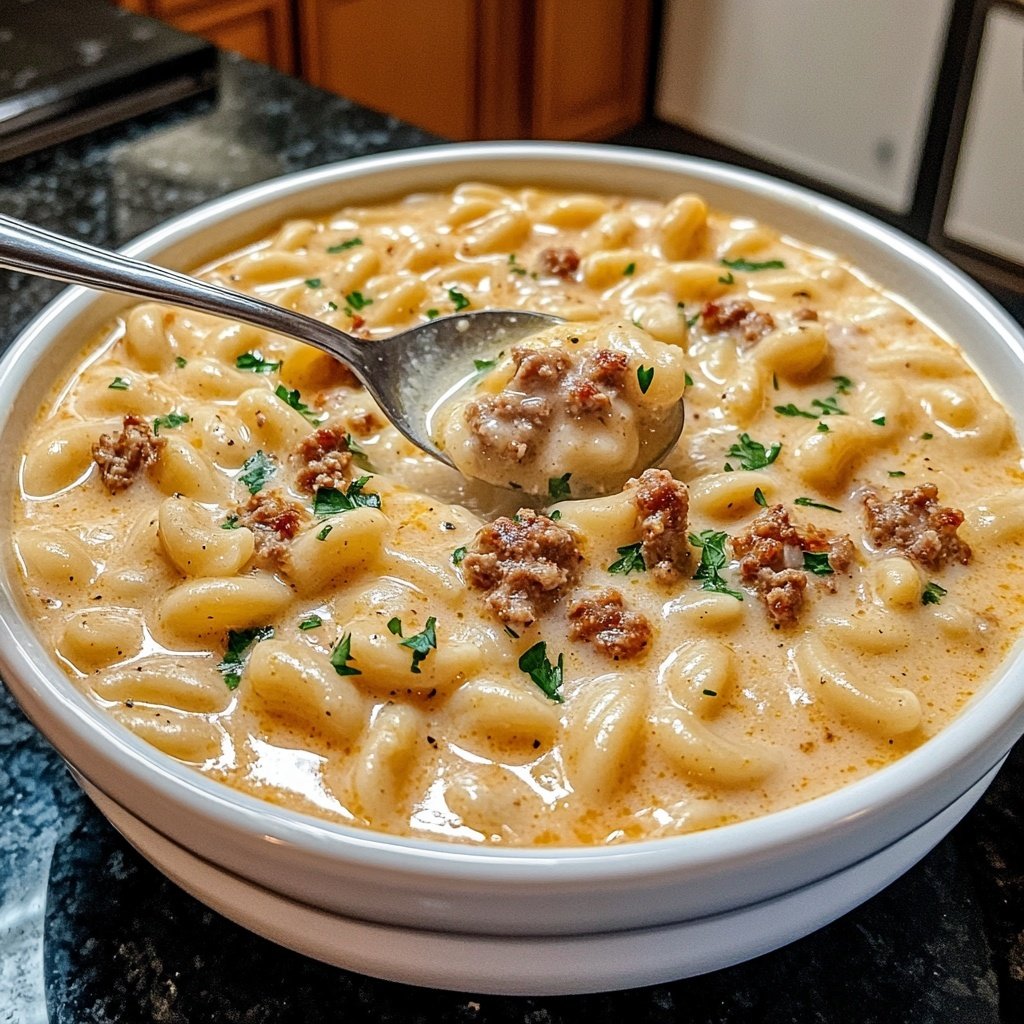 Creamy Parmesan Italian Sausage Ditalini Soup