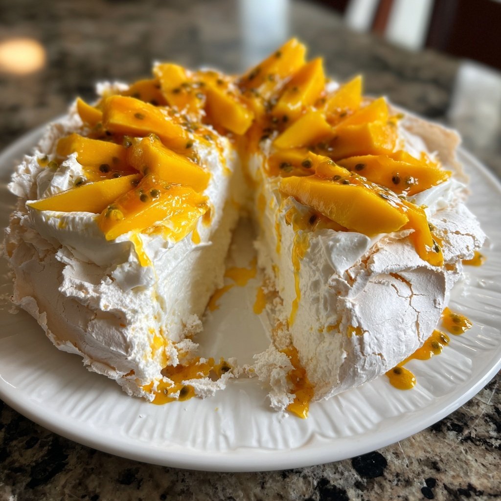 Mango Pavlova with Whipped Cream