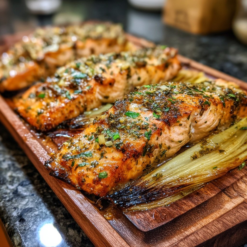 One-Pan Roast Salmon with Leeks