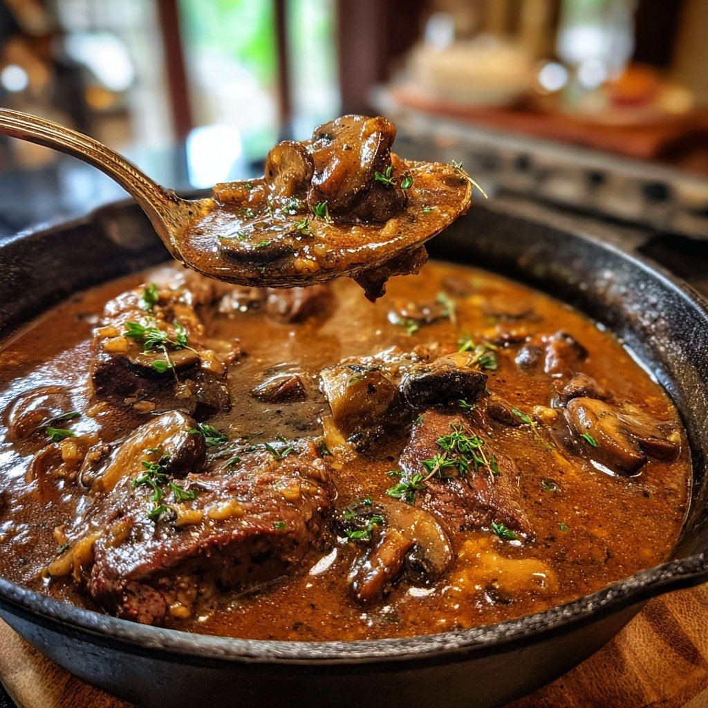 One-Pan Sirloin Steak Mushroom Gravy