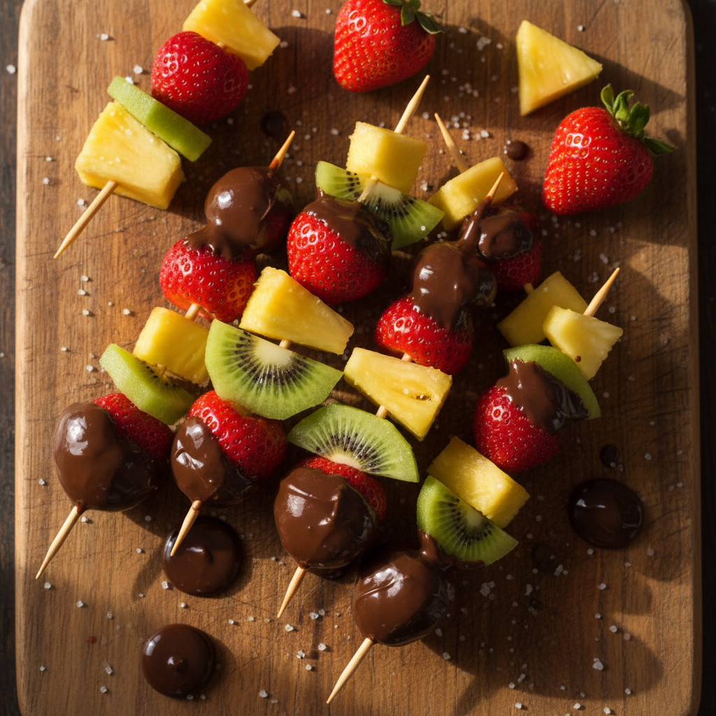 Exquisite Chocolate-Dipped Fruit Skewers