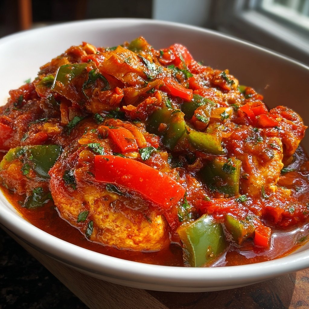 Chicken with Stewed Peppers Tomatoes