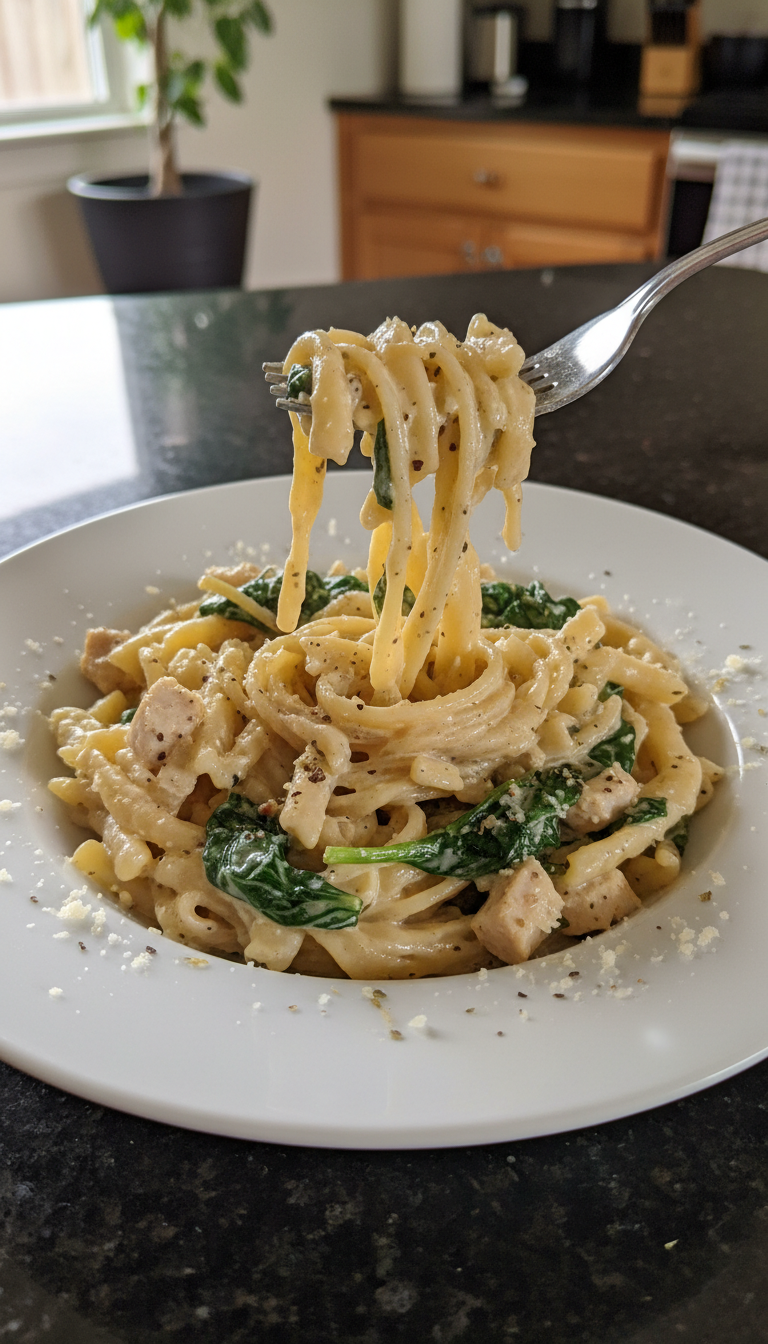 Creamy Chicken and Spinach Pasta