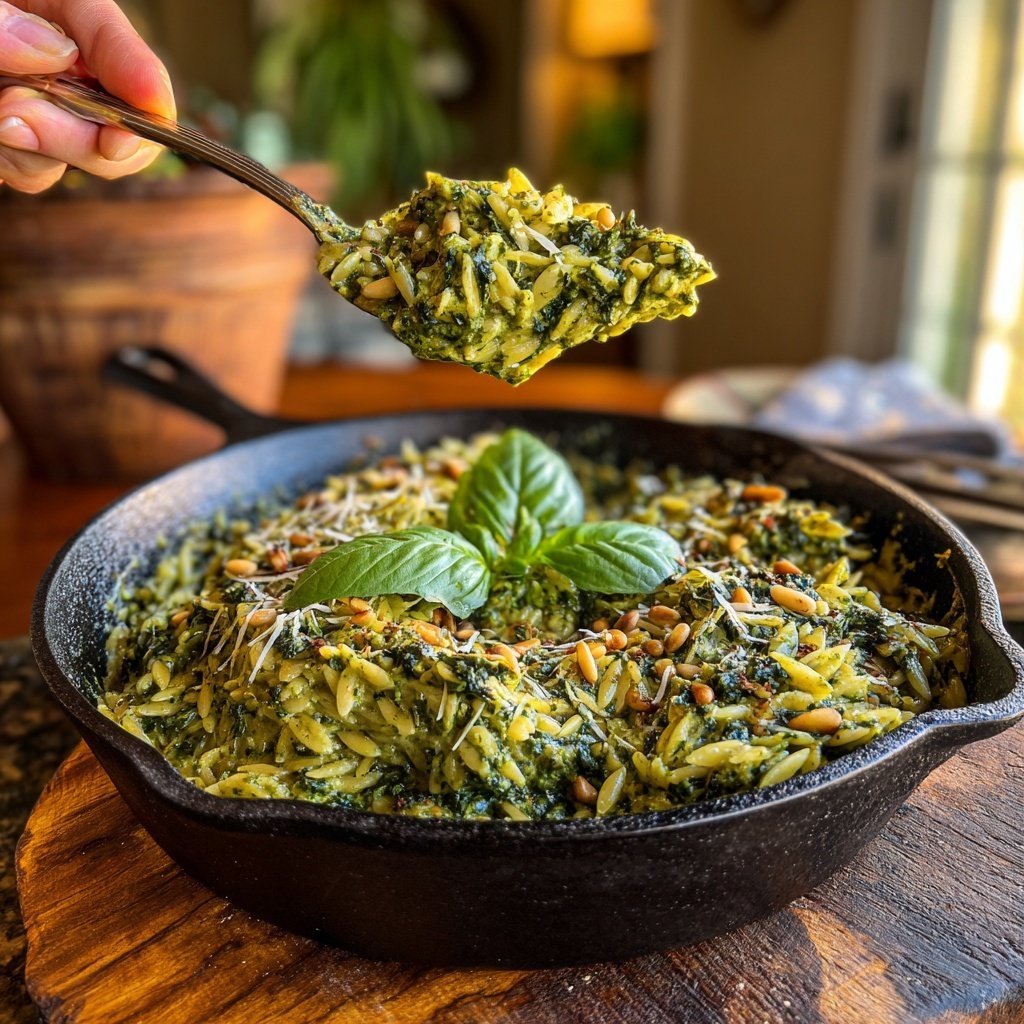 Kale Pesto Orzo Skillet