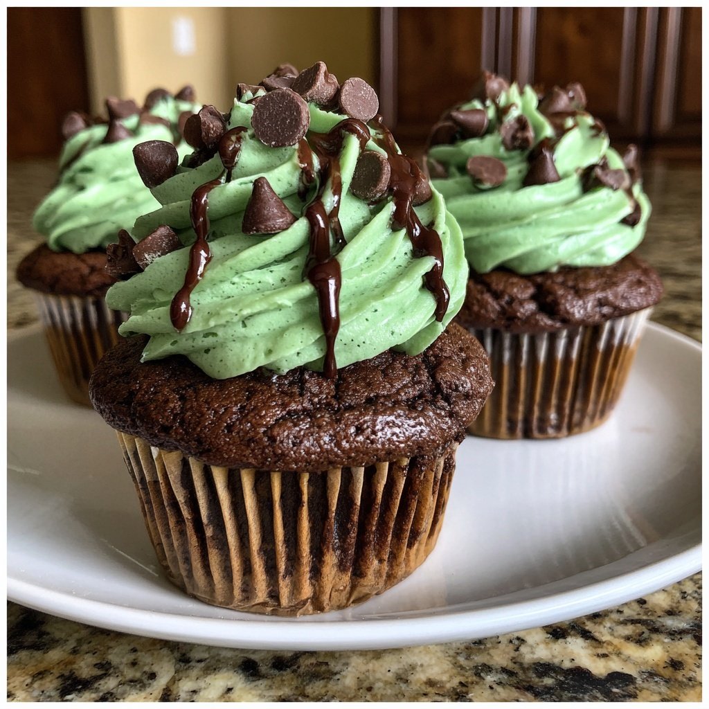 Mint Chocolate Swirl Cupcakes