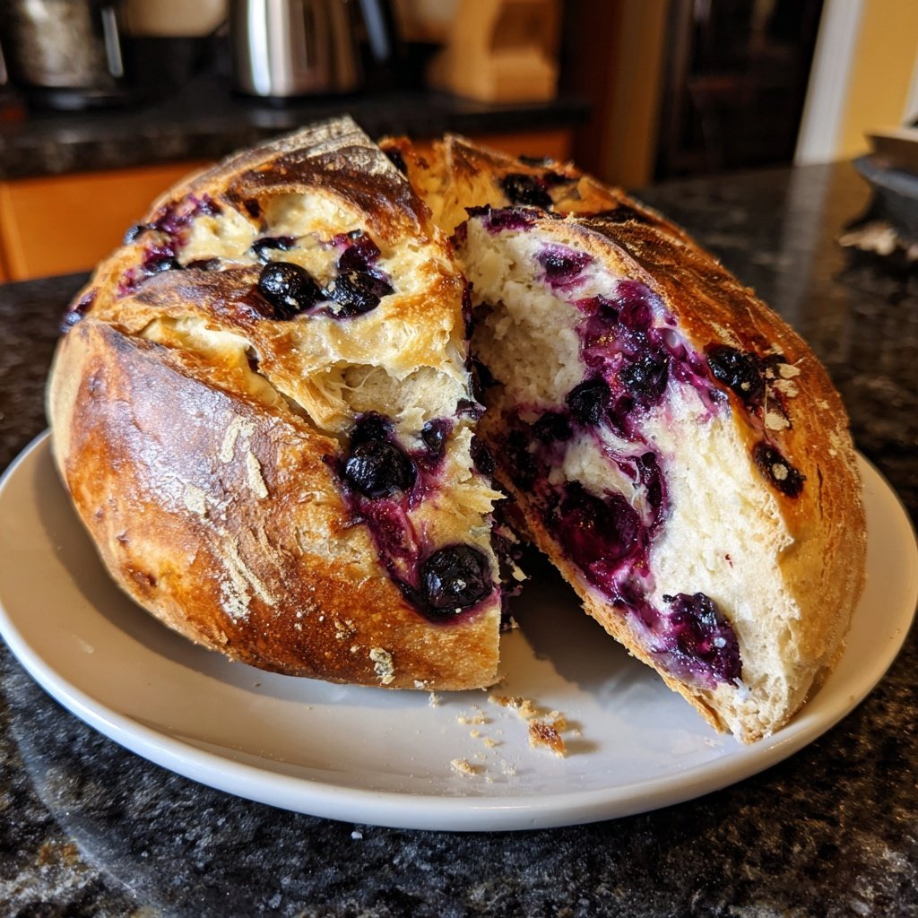 Lemon Blueberry Sourdough with Mascarpone Swirl