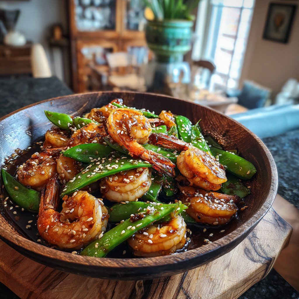 Teriyaki Shrimp and Snap Peas