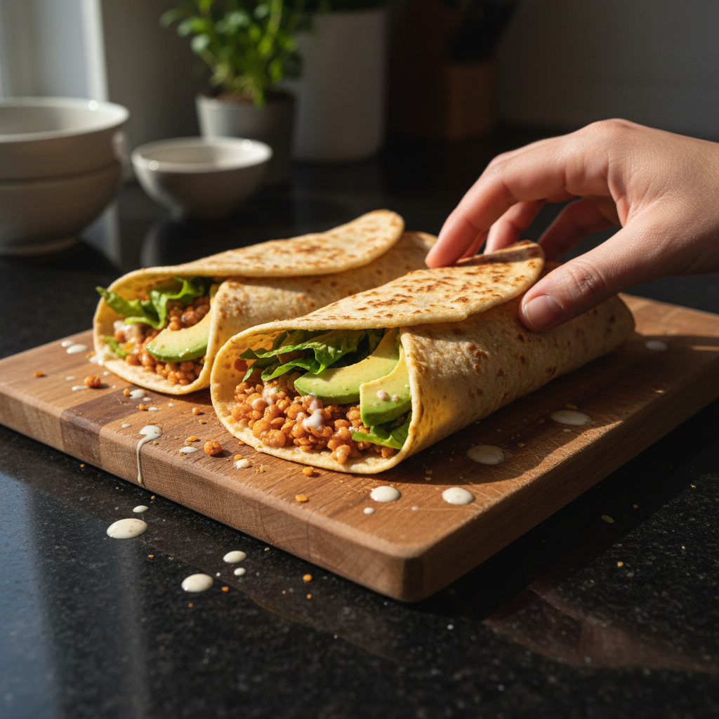 Filling Lentil and Rice Wrap