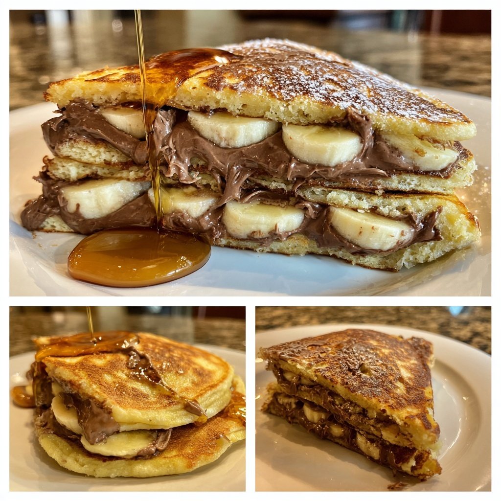 Banana Nutella Stuffed Pancakes