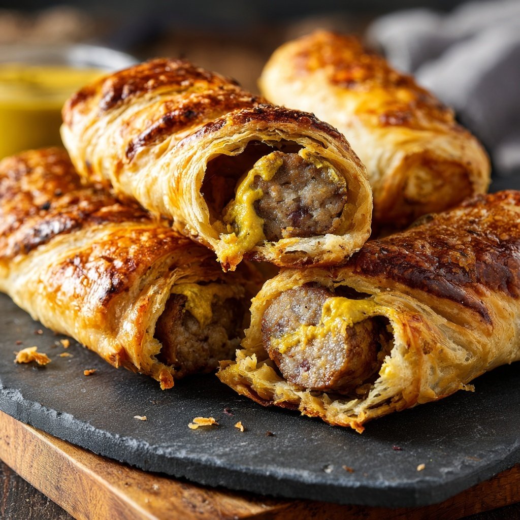 Savory Sausage Rolls with Mustard