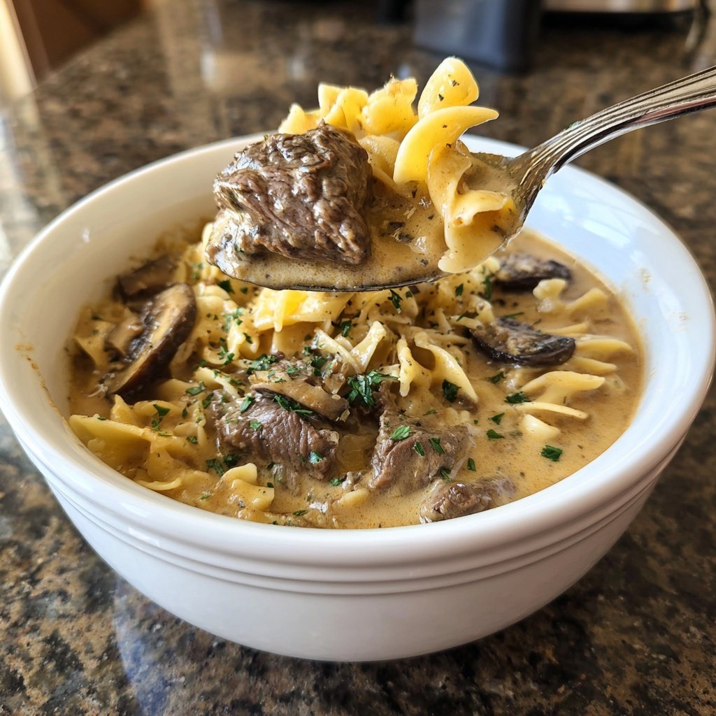 Beef Stroganoff Soup Egg Noodles