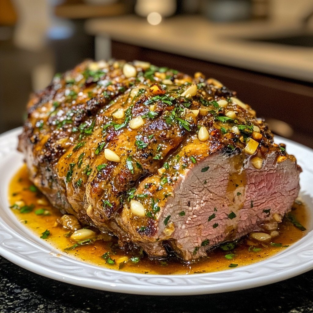 Lamb Shoulder Roast with Roasted Garlic Sauce