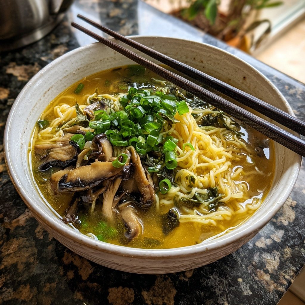 Fast Vegetarian Ramen Mushroom Ginger