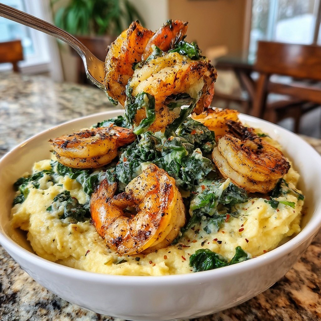 Spicy Shrimp Cauliflower Mash Kale