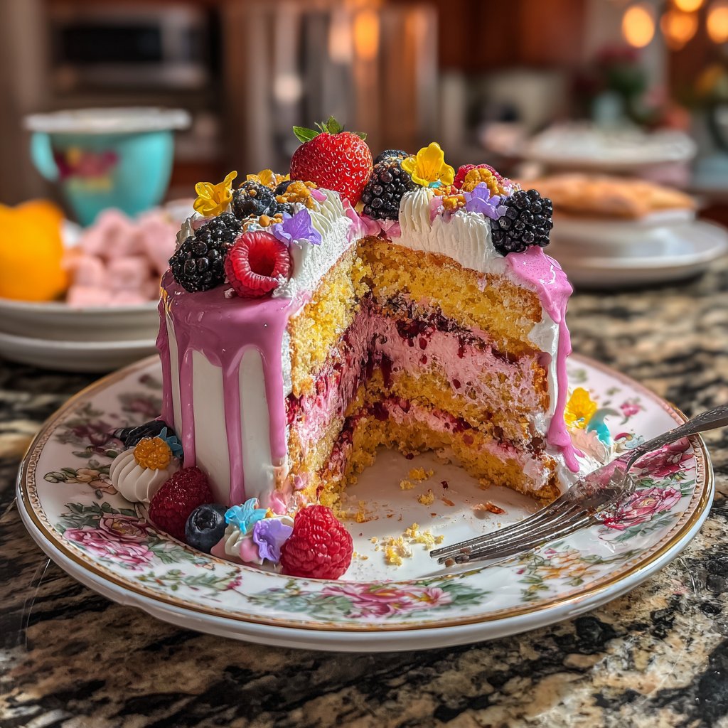 Jellycat Birthday Cake with Berry Compote