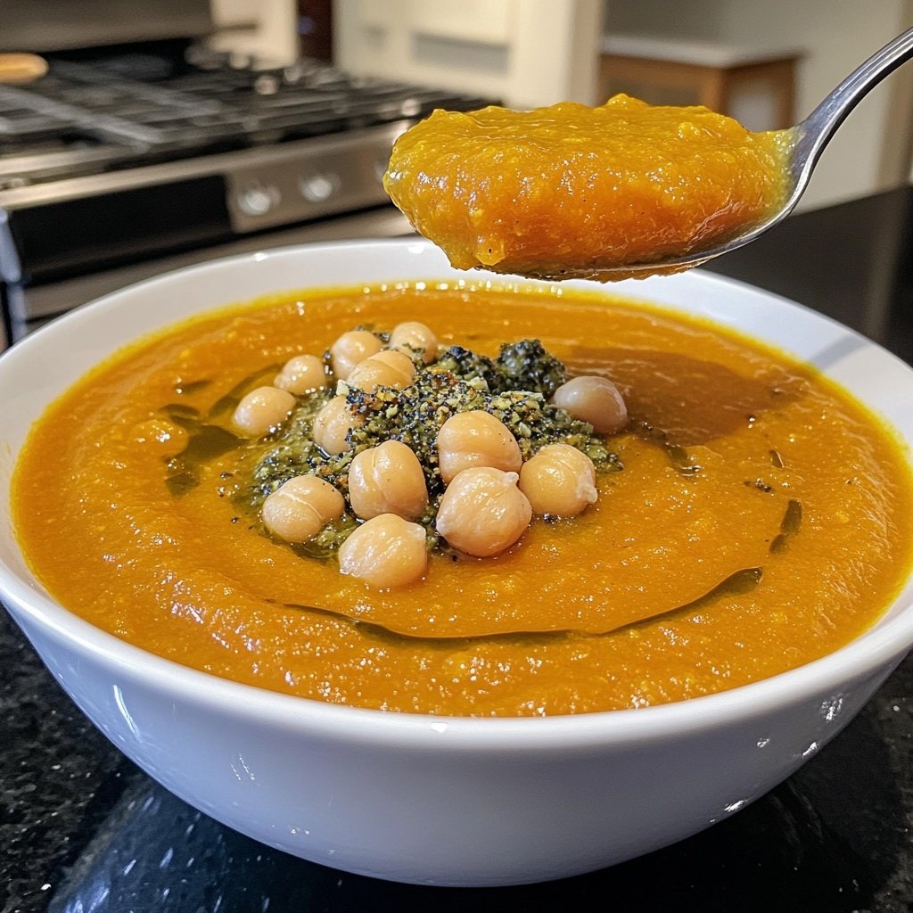 Roasted Carrot Soup with Za'atar and Chickpeas