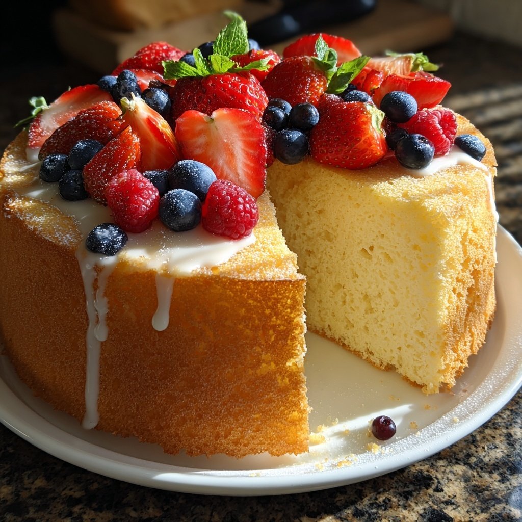 Fluffy Vanilla Sponge Cake with Fresh Berries