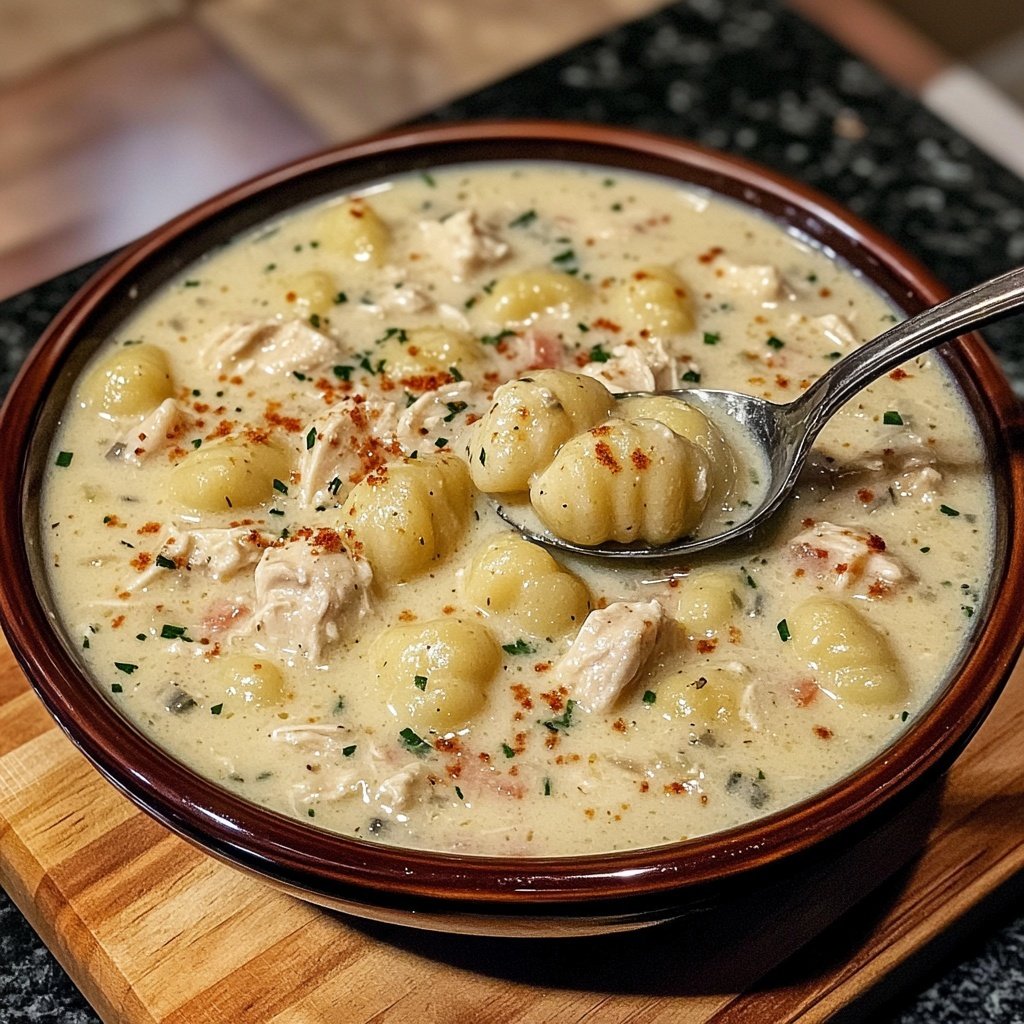 Creamy Garlic Chicken Gnocchi Soup
